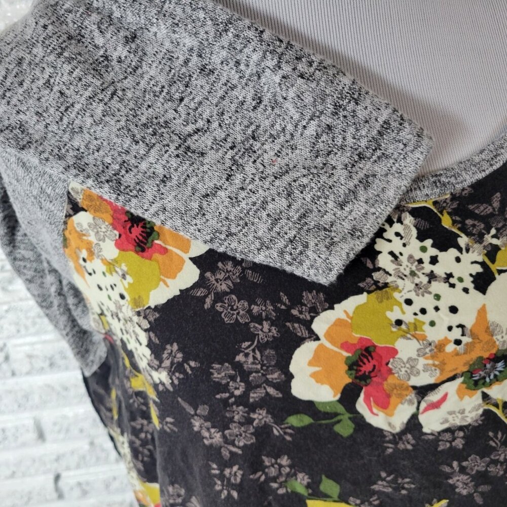 Kut from Kloth XXL Plus Top Knit Raglan Sleeve Black Gray Floral FLO61E - Picture 5 of 9